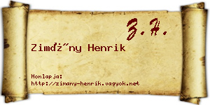 Zimány Henrik névjegykártya